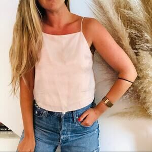 NEW F21 FOREVER 21 90s Blush Light Pink Cutout Strappy Crop Tank Top Shirt M